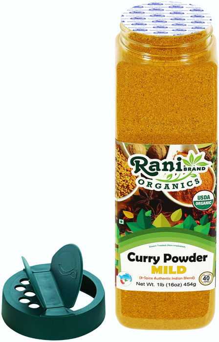 Rani Organic Curry Powder Mild (8-Spice Authentic Indian Blend) 16oz (1lb) 454g PET Jar ~ All Natural | Salt-Free | Vegan | USDA Certified Organic