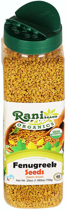 Rani Organic Fenugreek (Methi) Seeds Whole 25oz (1.56lbs) 708g PET Jar, Trigonella Foenum Graecum ~ All Natural | USDA Certified Organic