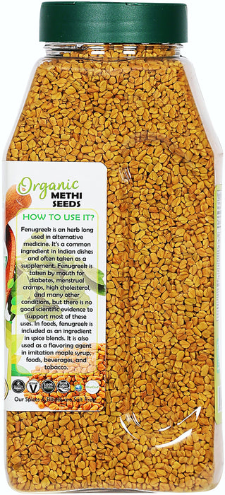 Rani Organic Fenugreek (Methi) Seeds Whole 25oz (1.56lbs) 708g PET Jar, Trigonella Foenum Graecum ~ All Natural | USDA Certified Organic