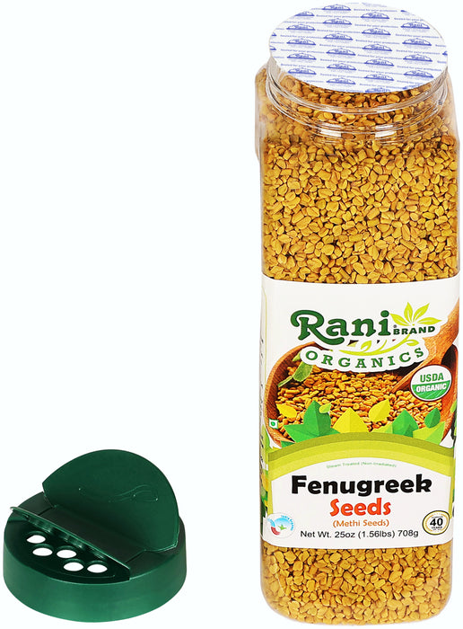 Rani Organic Fenugreek (Methi) Seeds Whole 25oz (1.56lbs) 708g PET Jar, Trigonella Foenum Graecum ~ All Natural | USDA Certified Organic