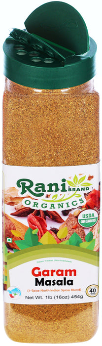 Rani Organic Garam Masala (7-Spice North Indian Spices Blend) 16oz (1lb) 454g PET Jar ~ All Natural | Salt-Free | USDA Certified Organic