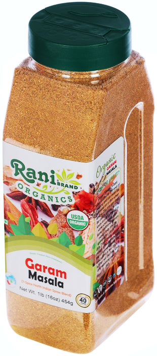 Rani Organic Garam Masala (7-Spice North Indian Spices Blend) 16oz (1lb) 454g PET Jar ~ All Natural | Salt-Free | USDA Certified Organic