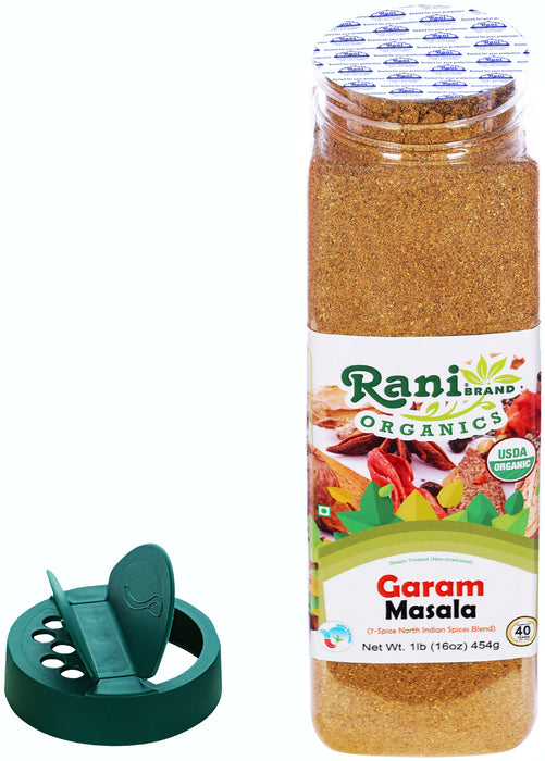 Rani Organic Garam Masala (7-Spice North Indian Spices Blend) 16oz (1lb) 454g PET Jar ~ All Natural | Salt-Free | USDA Certified Organic
