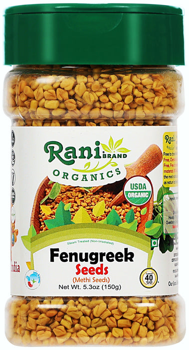 Rani Organic Fenugreek (Methi) Seeds Whole 5.29oz (150g) PET Jar, Trigonella Foenum Graecum ~ All Natural | Gluten Friendly | USDA Certified Organic