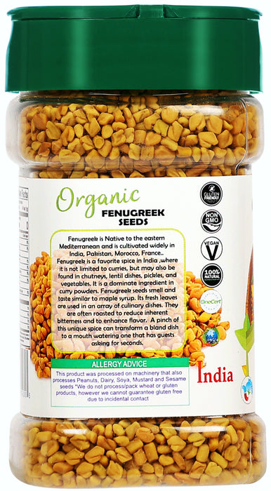 Rani Organic Fenugreek (Methi) Seeds Whole 5.29oz (150g) PET Jar, Trigonella Foenum Graecum ~ All Natural | Gluten Friendly |  USDA Certified Organic