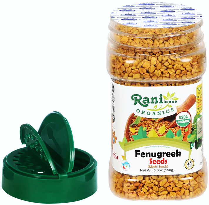Rani Organic Fenugreek (Methi) Seeds Whole 5.29oz (150g) PET Jar, Trigonella Foenum Graecum ~ All Natural | Gluten Friendly |  USDA Certified Organic