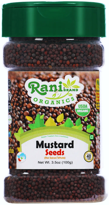 Rani Organic Black Mustard Seeds Whole Spice (Rai Sarson) 3.5oz (100g) PET Jar ~ All Natural | Vegan | Indian Origin | USDA Certified Organic