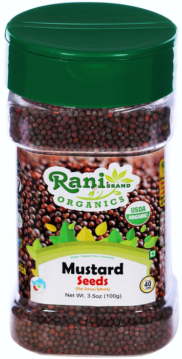 Rani Organic Black Mustard Seeds Whole Spice (Rai Sarson) 3.5oz (100g) PET Jar ~ All Natural | Vegan | Indian Origin | USDA Certified Organic