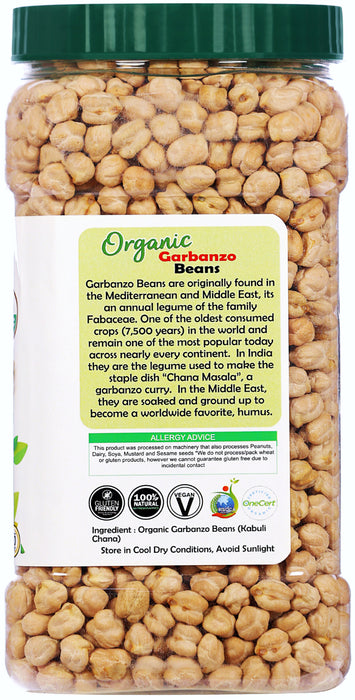 Rani Organic Garbanzo Beans (Kabuli Chana) 48oz (3lbs) 1.36kg Bulk PET Jar ~ All Natural | Vegan | Gluten Friendly | NON-GMO | Indian Origin