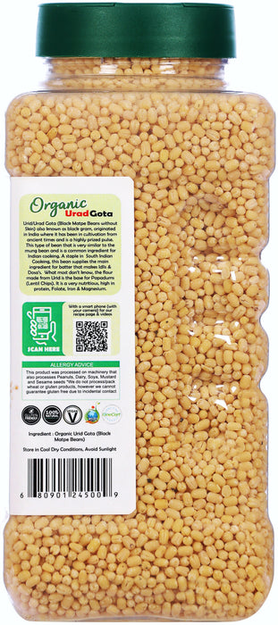Rani Organic Urid/Urad Whole Gota White Indian Lentils 32oz (2lbs) 908g PET Jar ~ All Natural | Vegan | Gluten Friendly | NON-GMO | Indian Origin