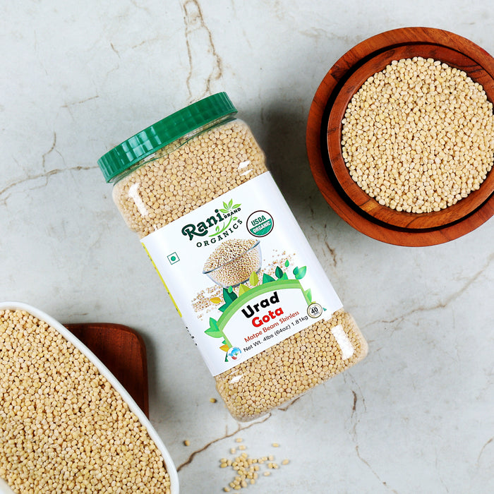 Rani Organic Urid/Urad Whole Gota Indian Lentils 64oz (4lbs) 1.81kg Bulk PET Jar ~ All Natural | Vegan | Gluten Friendly | NON-GMO | Indian Origin