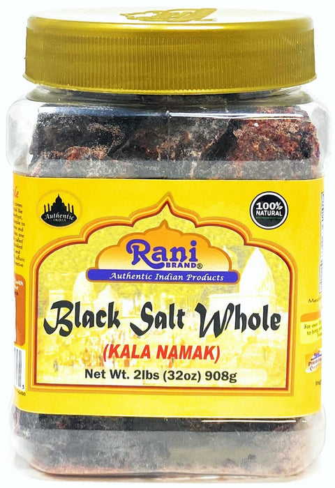 Rani Black Salt Raw Whole (Kala Namak) Mineral 32oz (2lbs) 908g PET Jar~Unrefined Pure and Natural | Vegan | Gluten Friendly | NON-GMO | Indian Origin