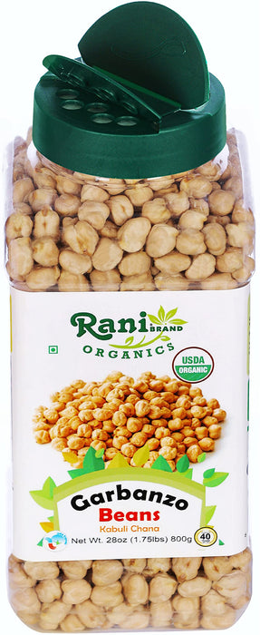 Rani Organic Garbanzo Beans (Kabuli Chana) 28oz (800g) PET Jar ~ All Natural | Vegan | Gluten Friendly | NON-GMO | USDA Certified Organic