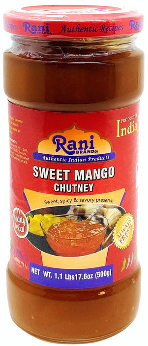 Rani Sweet Mango Chutney (Indian Preserve) 17.6oz (1.1lbs) 500g Glass Jar, Ready to eat, Vegan ~ Gluten Free, All Natural, NON-GMO