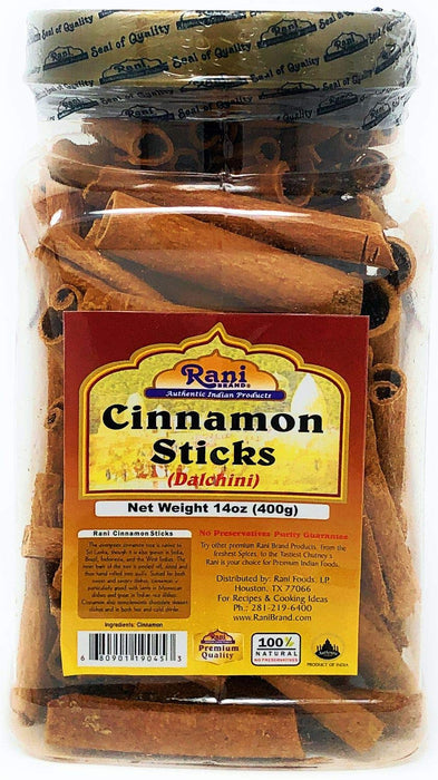 Rani Cinnamon Sticks 14oz (400g) PET Jar - 72-88 Sticks - Strong Aroma, Perfect for Baking, Cooking & Beverages | 3+ Inches Length - Cassia Saigon Cinnamon from Vietnam | Kosher