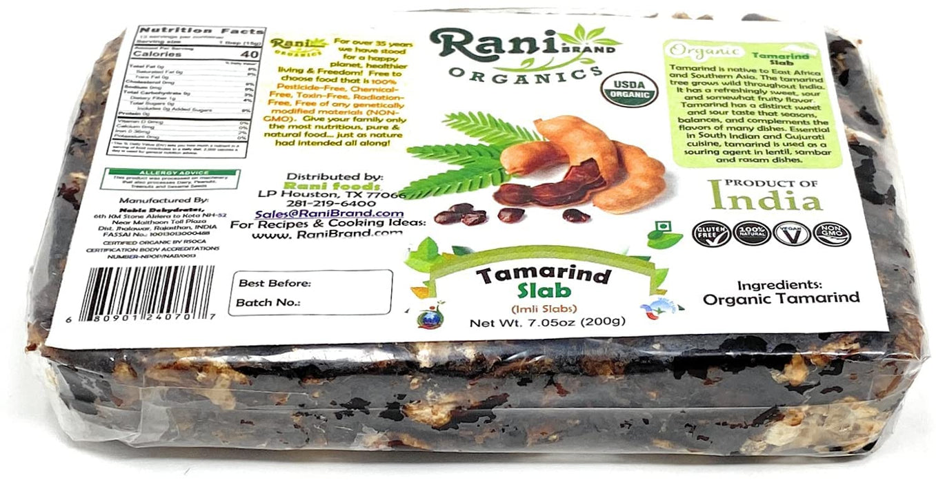 Rani Organic Tamarind Slabs (Imli Slabs) 7oz (200g) ~ Natural | Vegan | Gluten Free | NON-GMO | USDA Certified Organic