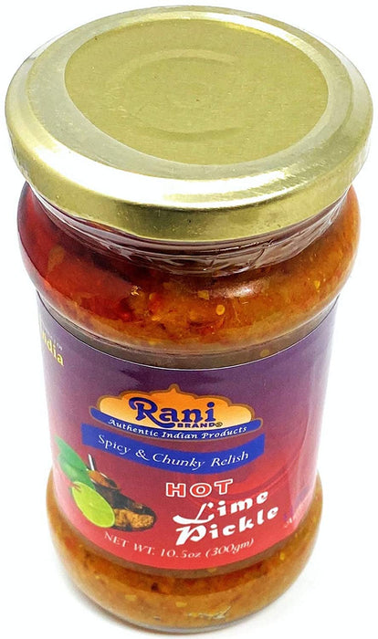 Rani Lime Pickle Hot (Achar, Spicy Indian Relish) 10.5oz (300g)~Glass Jar, All Natural | Vegan | Gluten Friendly | NON-GMO | No Colors | Indian Origin