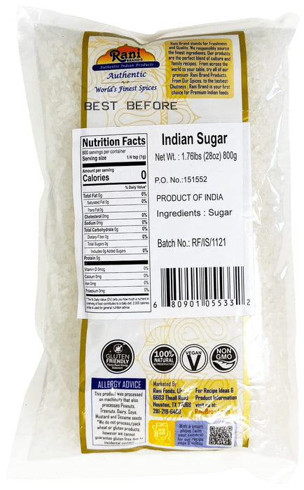 Rani Indian Sugar (Cheeni) 28oz (800g) ~ All Natural | Gluten Friendly | No Colors | Vegan | Indian Origin