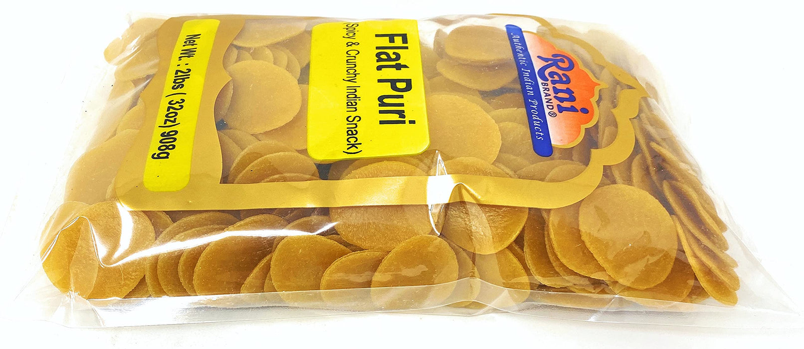 Rani Pani Puri Coins 32oz (2lbs) 907g, Bulk Pack 330-335 Coins ~ Uncooked, Microwaveable wheat and Semolina Coins ~ All Natural | Vegan | NON-GMO