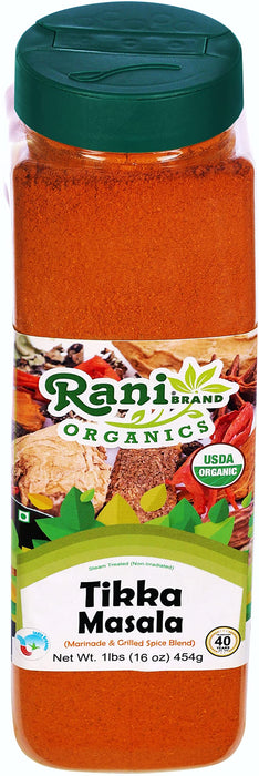 Rani Organic Tikka Masala (Marinade & Grilled Spice Blend) 6-Spice Indian Blend 16oz (1lb) 454g PET Jar ~ All Natural | USDA Certified Organic