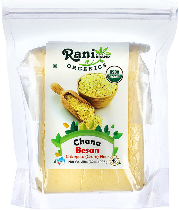 Rani Organic Chana Besan - Chickpeas (Gram) Flour 32oz (2lbs) ~ All Natural | Gluten Friendly | NON-GMO | Indian Origin | USDA Certified Organic