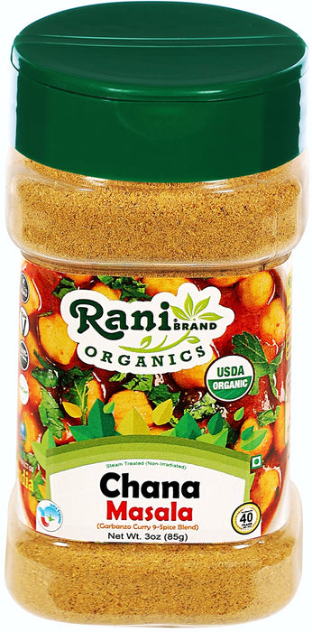 Rani Organic Chana Masala (Garbanzo Curry 9-Spice Blend) 3oz (85g) PET Jar ~ All Natural | Vegan | Gluten Friendly  | USDA Certified Organic