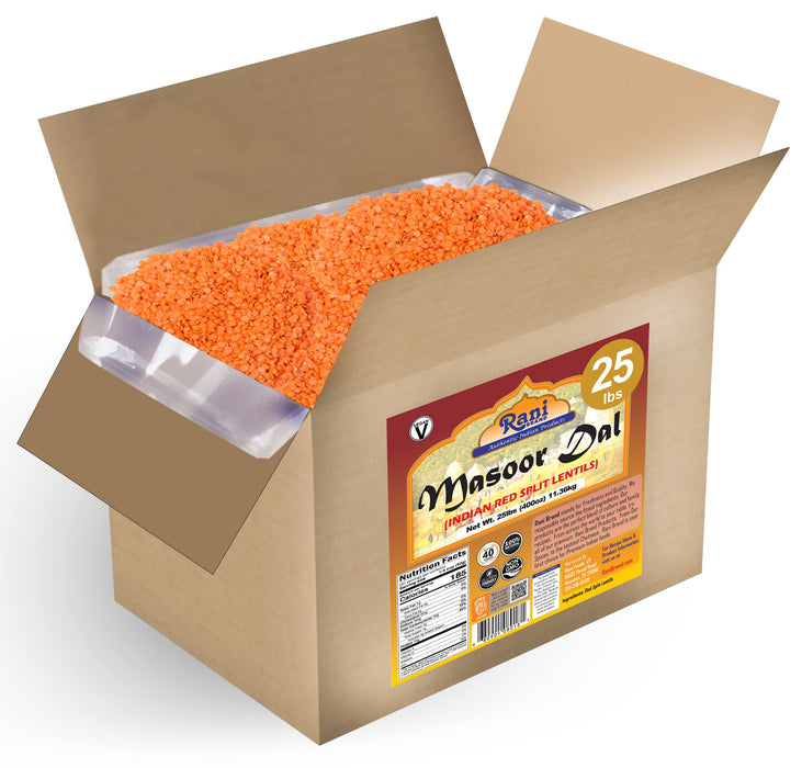 Rani Masoor Dal (Indian Red Lentils) Split Gram 400oz (25lbs) 11.36kg Bulk Box ~ All Natural | Gluten Friendly | NON-GMO | Vegan | Indian Origin
