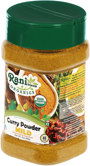 Rani Organic Curry Powder Mild (8-Spice Authentic Indian Blend) 3oz (85g) PET Jar ~ All Natural | Salt-Free | Gluten Friendly | USDA Certified Organic