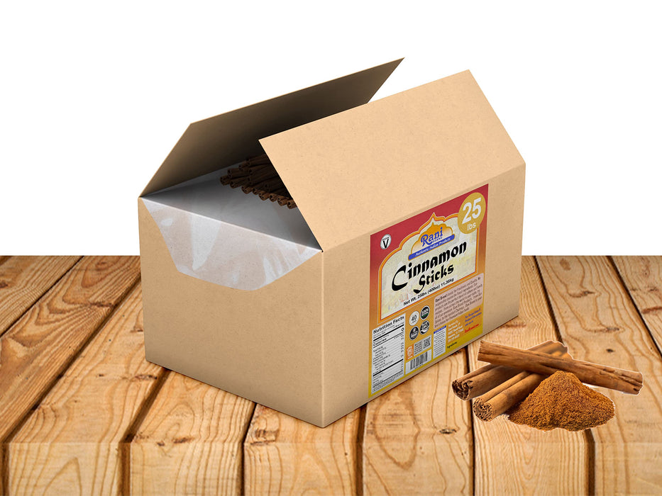 Rani Cinnamon Sticks 400oz (25lbs) 11.63kg Bulk Box - 2300-2500 Sticks - Strong Aroma, Perfect for Baking, Cooking & Beverages | 3+ Inches Length - Cassia Saigon Cinnamon from Vietnam | Kosher