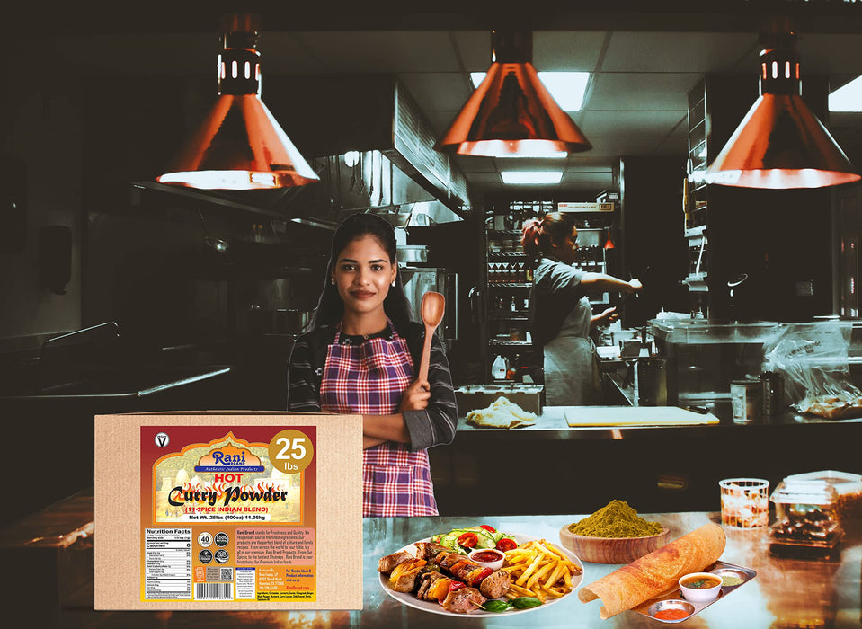 Rani Curry Powder Hot Natural 11-Spice Blend 400 Ounce (25lbs) 11.36kg ~ Bulk Box ~ Salt Free | Vegan | Gluten Friendly | NON-GMO