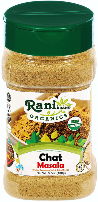 Rani Organic Chat Masala (8-Spice Seasoning Salt) Tangy Indian Seasoning 3.5oz (100g) PET Jar ~ All Natural | Indian Origin | USDA Certified Organic