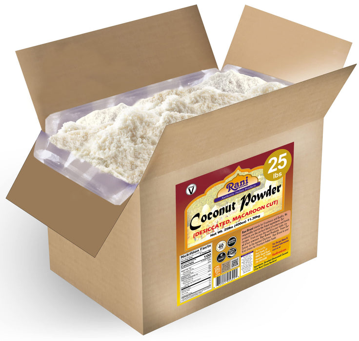 Rani Coconut Fine Powder (Desiccated, Macaroon Cut) 400oz (25lbs) 11.36kg, Bulk Box, Raw (uncooked, unsweetened) ~ All Natural | Vegan | Gluten Friendly