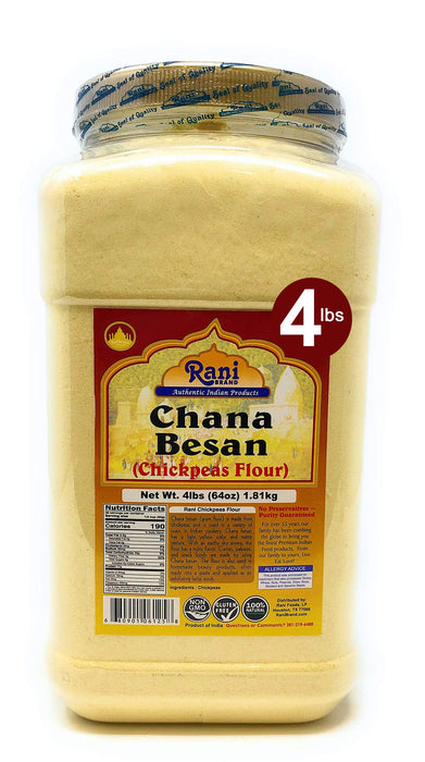 Rani Chana Besan (Chickpeas Flour, Gram) 64oz (4lbs) 1.81kg Bulk PET Jar ~ All Natural | Vegan | Gluten Friendly | NON-GMO | Indian Origin