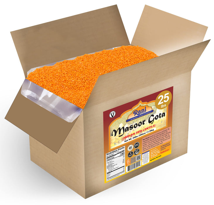 Rani Masoor Gota (Football) Indian Red Lentils Skinless 400oz (25lbs) 11.36kg Bulk Box ~ All Natural | Gluten Friendly | NON-GMO | Vegan | Product of USA