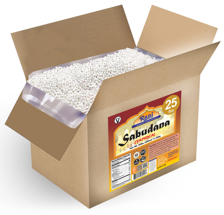 Rani Sabudana (Tapioca / Sago) Pearls 400oz (25lbs) 11.36kg Bulk Box ~ All Natural | Vegan | No Colors | NON-GMO | Indian Origin