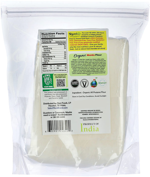 Rani Organic Maida Flour (Indian All Purpose Flour) 32oz (2lbs) 908g ~ All Natural | Vegan | Gluten Friendly | NON-GMO | Indian Origin