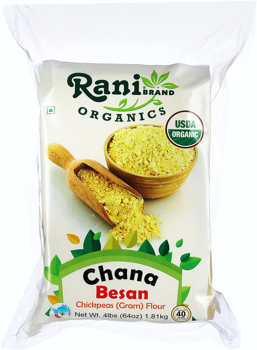 Rani Organic Chana Besan - Chickpeas (Gram) Flour 64oz (4lbs) 1.81kg Bulk ~ All Natural | Vegan | Gluten Friendly | NON-GMO | Indian Origin
