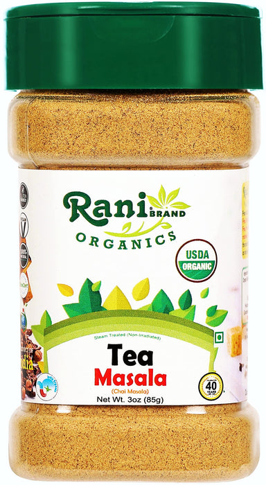 Rani Organic Tea (Chai) Masala Indian Spice Blend 3oz (85g) PET Jar ~ All Natural | Vegan | Gluten Friendly | Indian Origin | USDA Certified Organic