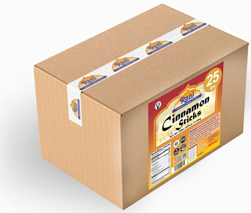 Rani Cinnamon Sticks 400oz (25lbs) 11.63kg Bulk Box - 2300-2500 Sticks - Strong Aroma, Perfect for Baking, Cooking & Beverages | 3+ Inches Length - Cassia Saigon Cinnamon from Vietnam | Kosher