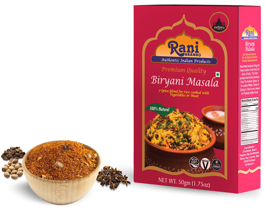 Rani Biryani Masala Curry (7-Spice Blend for Indian Rice Dishes, Pullao / Pilau) 1.75oz (50g) ~ All Natural | Vegan | No Colors | Gluten Friendly