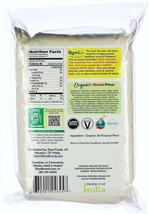 Rani Organic Maida Flour (Indian All Purpose Flour) 64oz (4lbs) 1.81kg Bulk ~ All Natural | Vegan | NON-GMO | Indian Origin | USDA Certified Organic