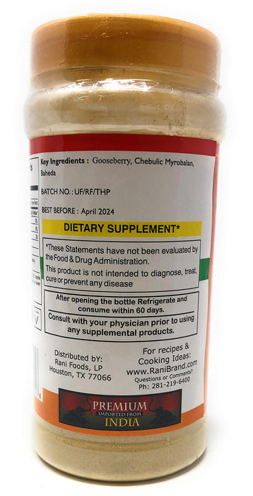 Rani Triphla Powder (Chebulic Myrobalan, Gooseberry, Terminalia Bellirica) 7oz (200g) ~ All Natural | Vegan | Non-GMO | Dietary Supplement | Indian Origin