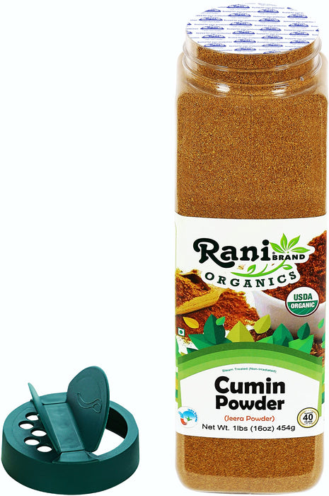 Rani Organic Cumin Powder (Jeera Powder) 16oz (1lb) 454g PET Jar ~ All Natural | Vegan | Gluten Friendly | Indian Origin | USDA Certified Organic