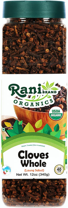 Rani Organic Cloves Whole (Laung Sabut) 12oz (340g) PET Jar, Great for Food, Tea, Pomander Balls and Potpourri ~ All Natural | USDA Certified Organic