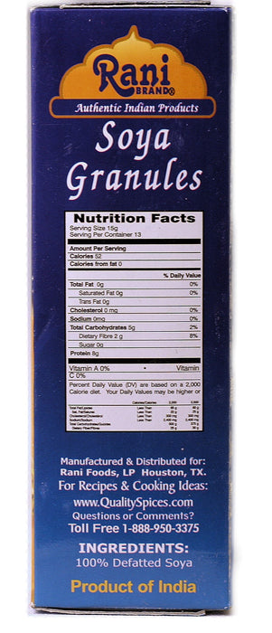 Rani Soya Granules (High Protein) 7oz (200g) ~ All Natural, Salt-Free | Vegan | No Colors | Gluten Friendly | Meat Alternate Substitute