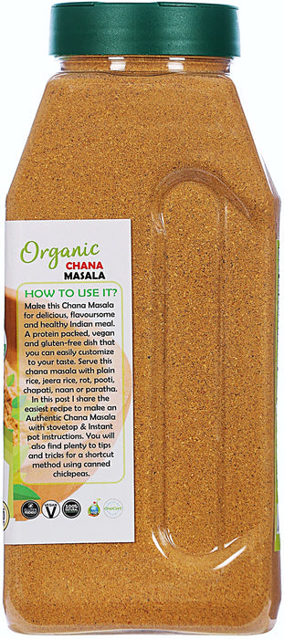 Rani Organic Chana Masala (Garbanzo Curry 9-Spice Blend) 20oz (1.25lbs) 567g PET Jar ~ All Natural | Gluten Friendly | USDA Certified Organic