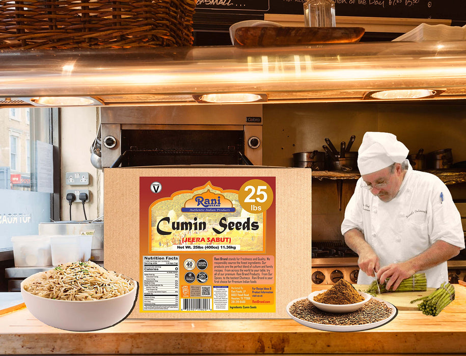 Rani Cumin Seeds Whole (Jeera) Spice 400oz (25lbs) 11.36kg, Bulk Box ~ All Natural | Gluten Friendly | NON-GMO | Vegan | Indian Origin