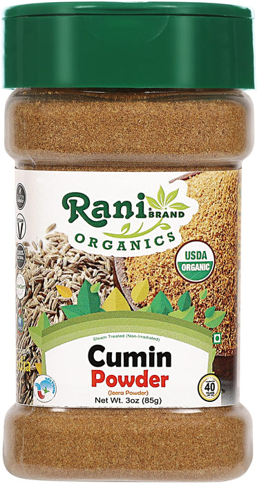 Rani Organic Cumin Powder (Jeera Powder) 3oz (85g) PET Jar ~ All Natural | Vegan | Gluten Friendly | Indian Origin | USDA Certified Organic