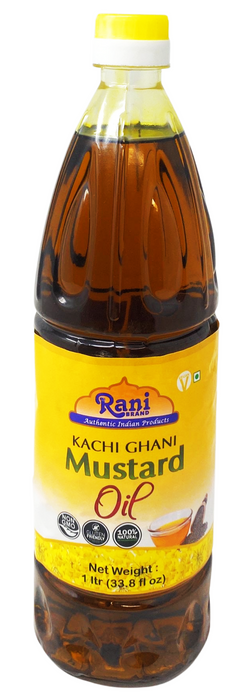 Rani Mustard Oil (Kachi Ghani) 33.8 Ounce (1 Liter) NON-GMO | Gluten Free | Vegan | 100% Natural
