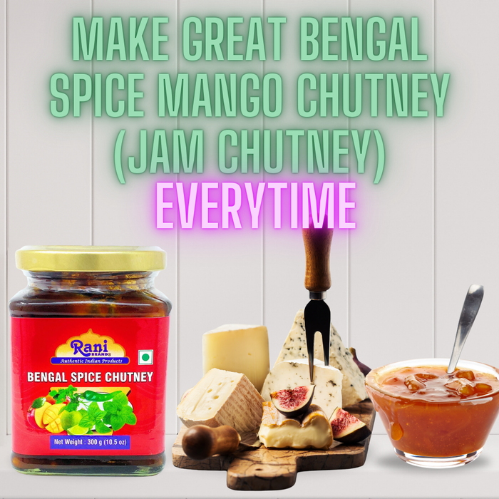 Rani Bengal Spice Mango Chutney (Indian Preserve) 10.5oz (300g) Glass Jar, Ready to eat, Vegan ~ Gluten Free, All Natural, NON-GMO